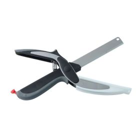 Knife with Cutting Board 2-in-1 Clever Food Chopper Cutter Smart Stainless Steel Built-in for Chopping Fruits Vegetables Meats Cheese Kitchen Gad