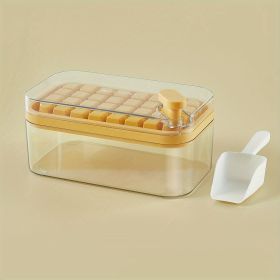 1pc Large Size 32/64 Slots Ice Mold Ice Tray Tray With Lid Ice Delivery Shovel; Creative 2-in-1 Ice Tray Mold And Storage Box One-click For Ice E (Quantity: 32 Cells, Color: Orange)