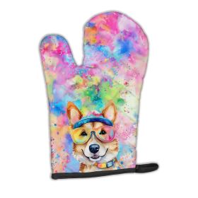 Corgi Hippie Dawg Oven Mitt Heat Resistant Thick Oven Mitt for Hot Pans and Oven, Kitchen Mitt Protect Hands, Cooking Baking Glove (Default: Default)