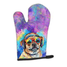 Pug Hippie Dawg Oven Mitt Heat Resistant Thick Oven Mitt for Hot Pans and Oven, Kitchen Mitt Protect Hands, Cooking Baking Glove (Default: Default)